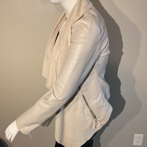 Womens Beautiful High- Low Faux Leather & Suede Jacket - Size Large - Picture 7 of 12